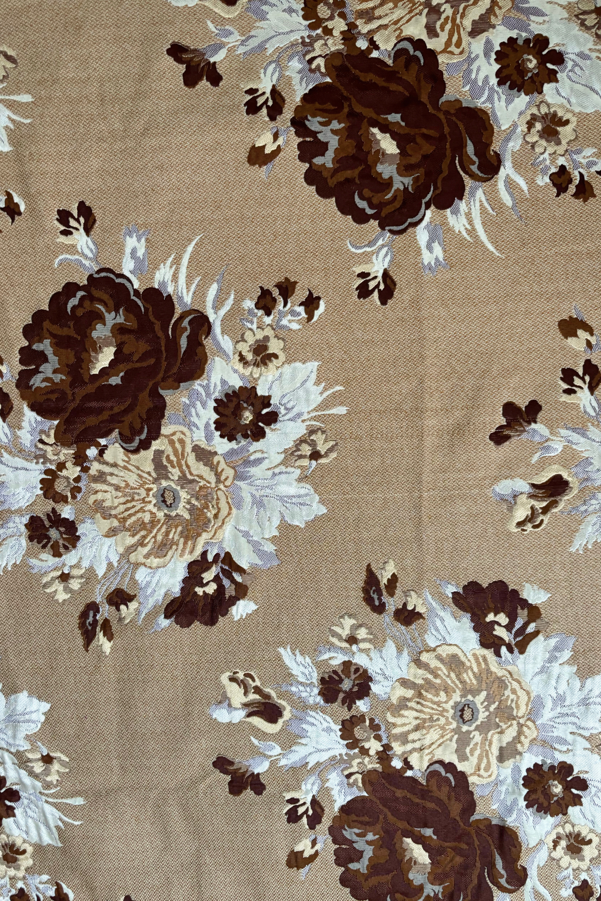BROWN CANVA+FLOWERS Fabric
