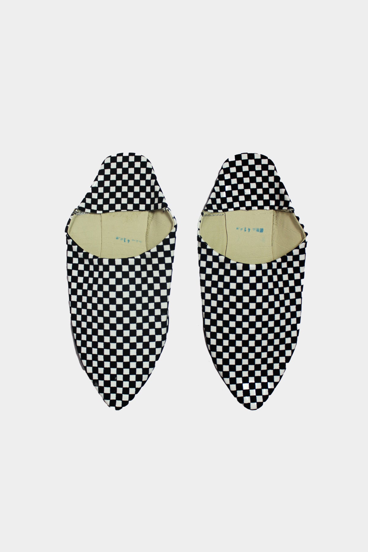 GINGHAM Babouches - Black and White (Leather)