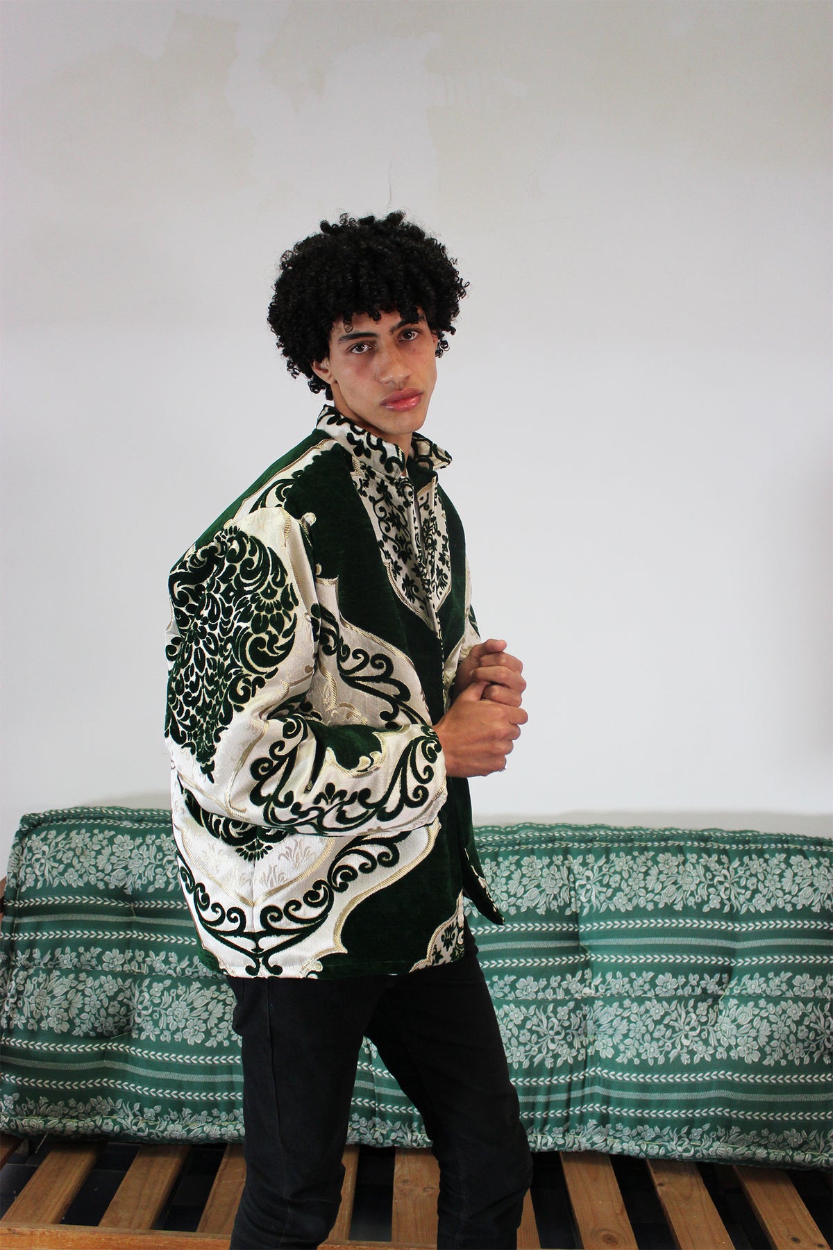 KENZA Jacket <br> Green & White (Large pattern)