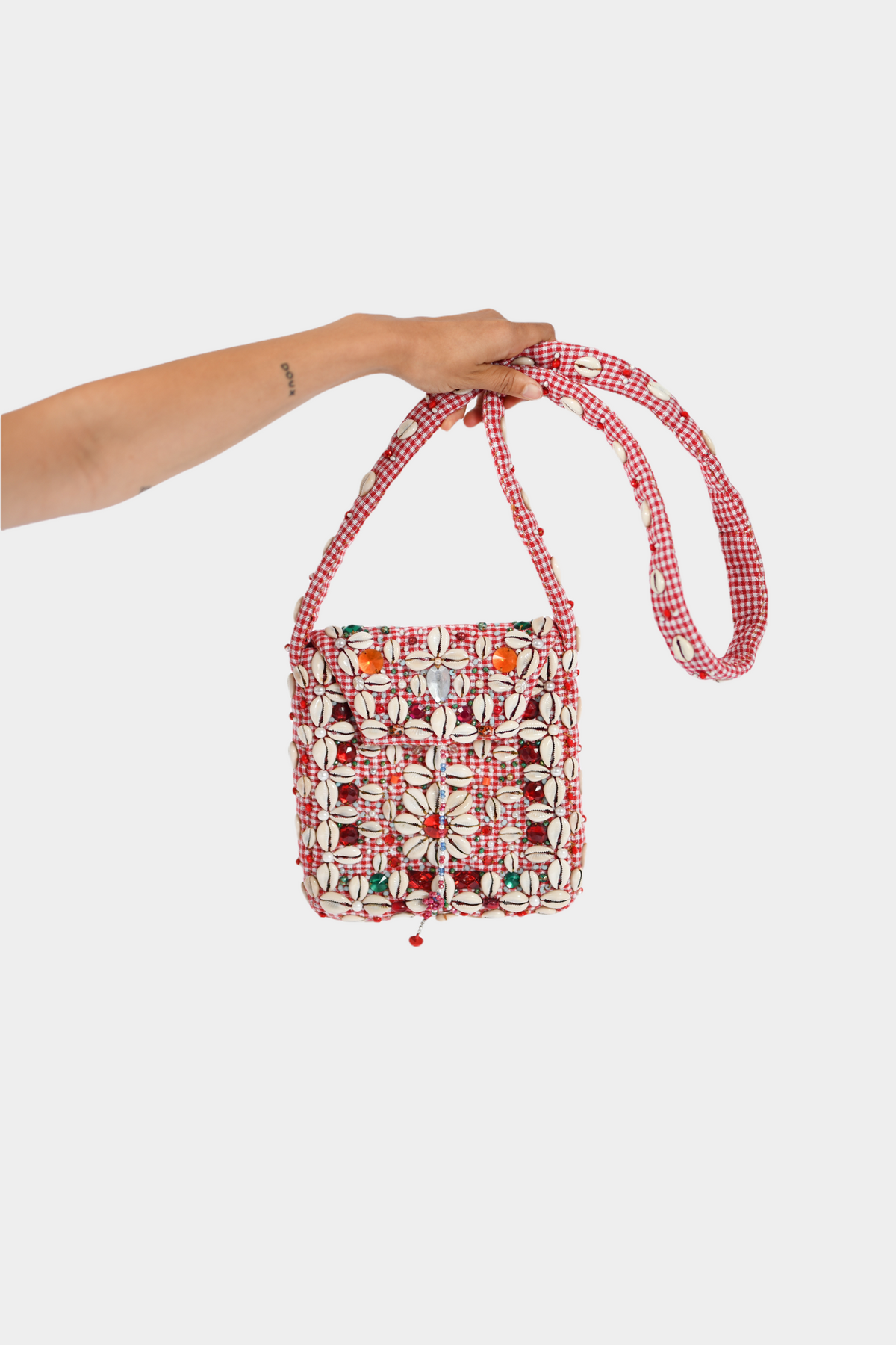 GNAWA BAG <br> Gingham Red & White<br/>